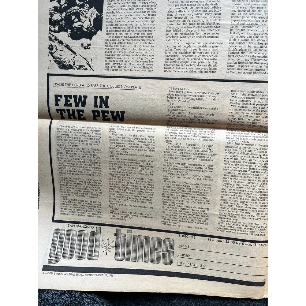 1970s Mushroom Art, High Times Underground Newspaper, Black Panther Party, Vint
